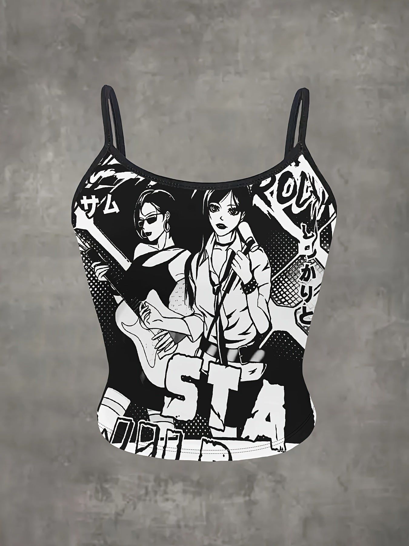 Anime Print Crop Top - Women's Fashion
