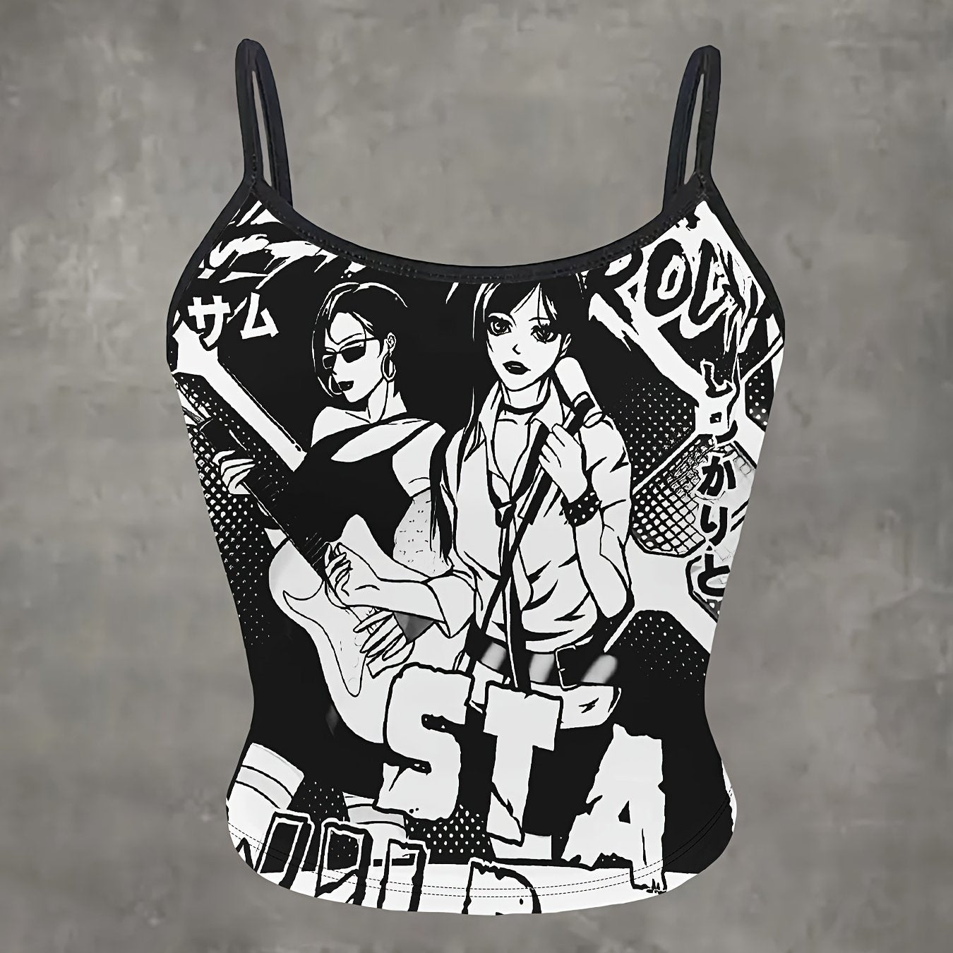 Anime Print Crop Top - Women's Fashion
