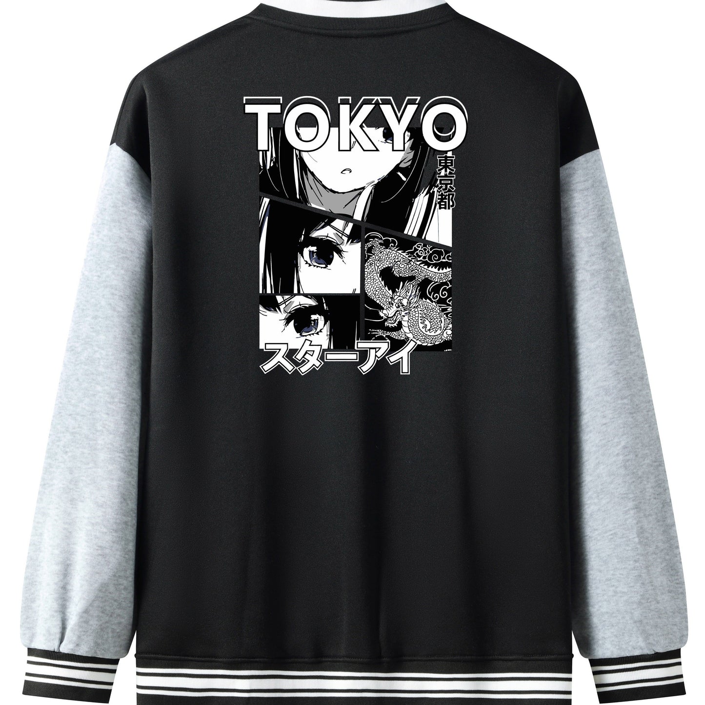 Men's Anime Embroidered Varsity Jacket