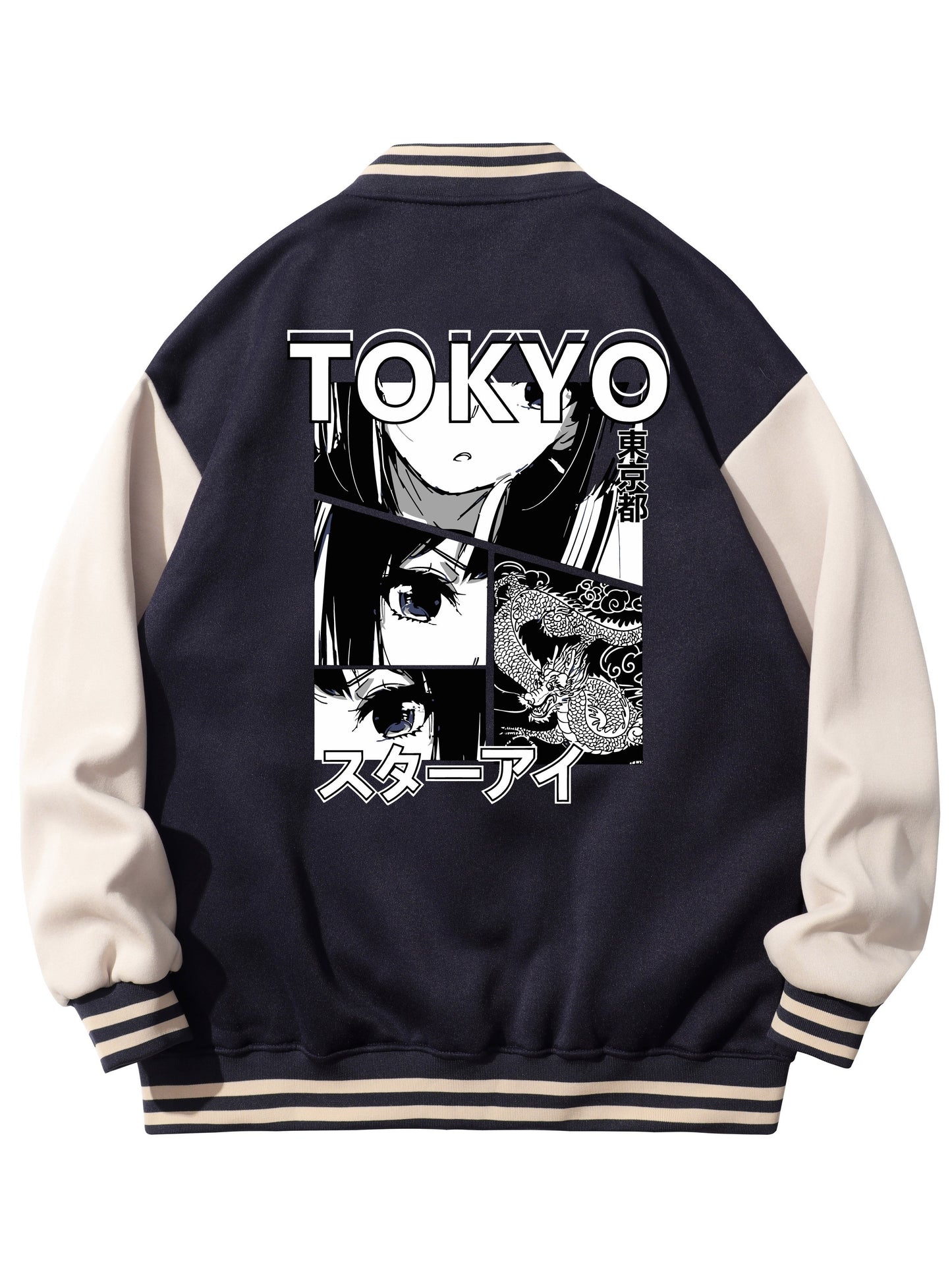 Men's Anime Embroidered Varsity Jacket