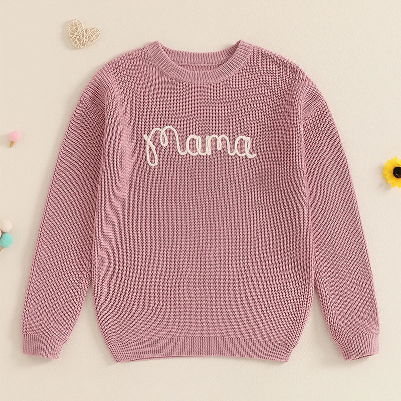 Family Matching Sweaters Letter Embroidery