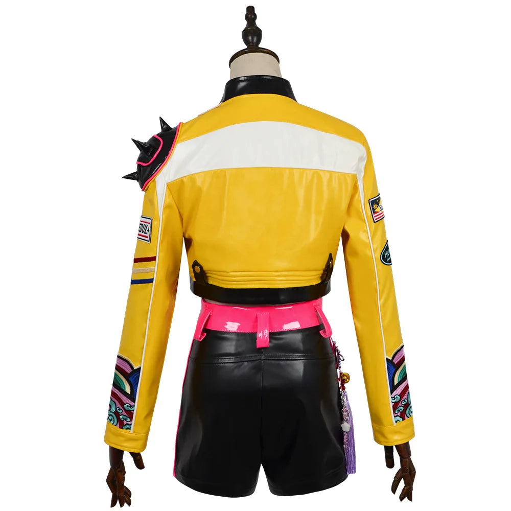 KPop Demon Hunters Rumi Cosplay Costume Leather Jacket Huntrix Uniform