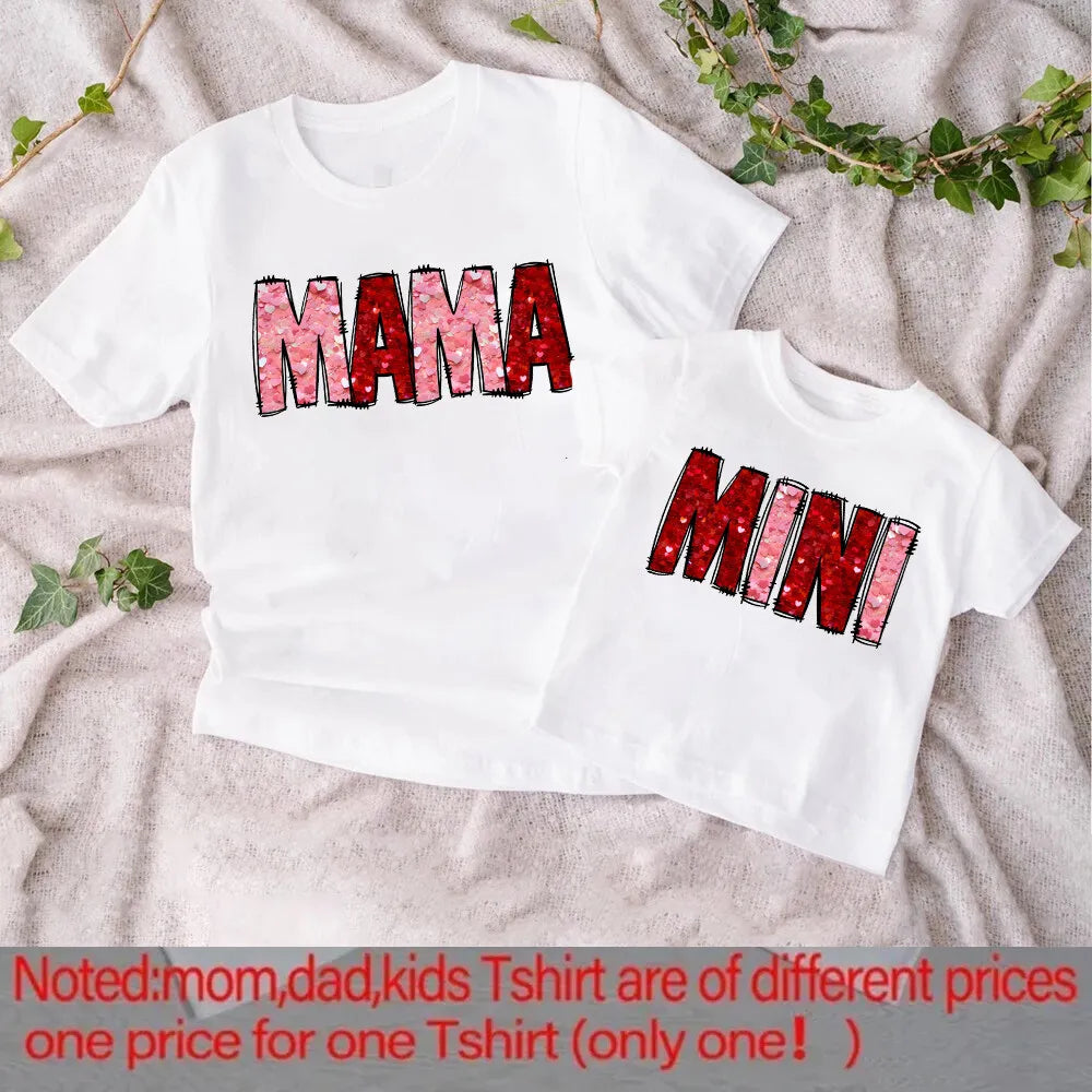 Mama Mini Rainbow Matching T-shirt Tops Baby Romper Bodysuit