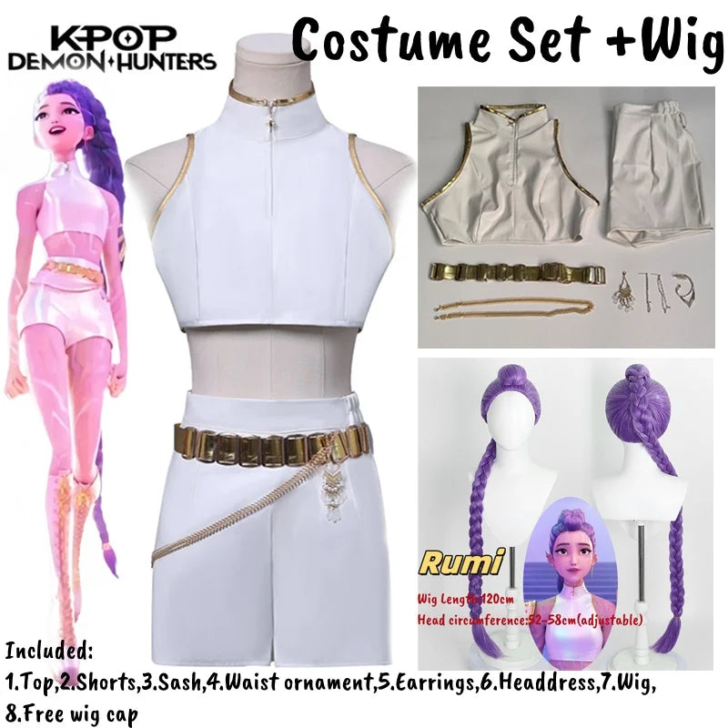 Kpop Demon Hunters What It Sounds Like Rumi Cosplay Costume & Wig