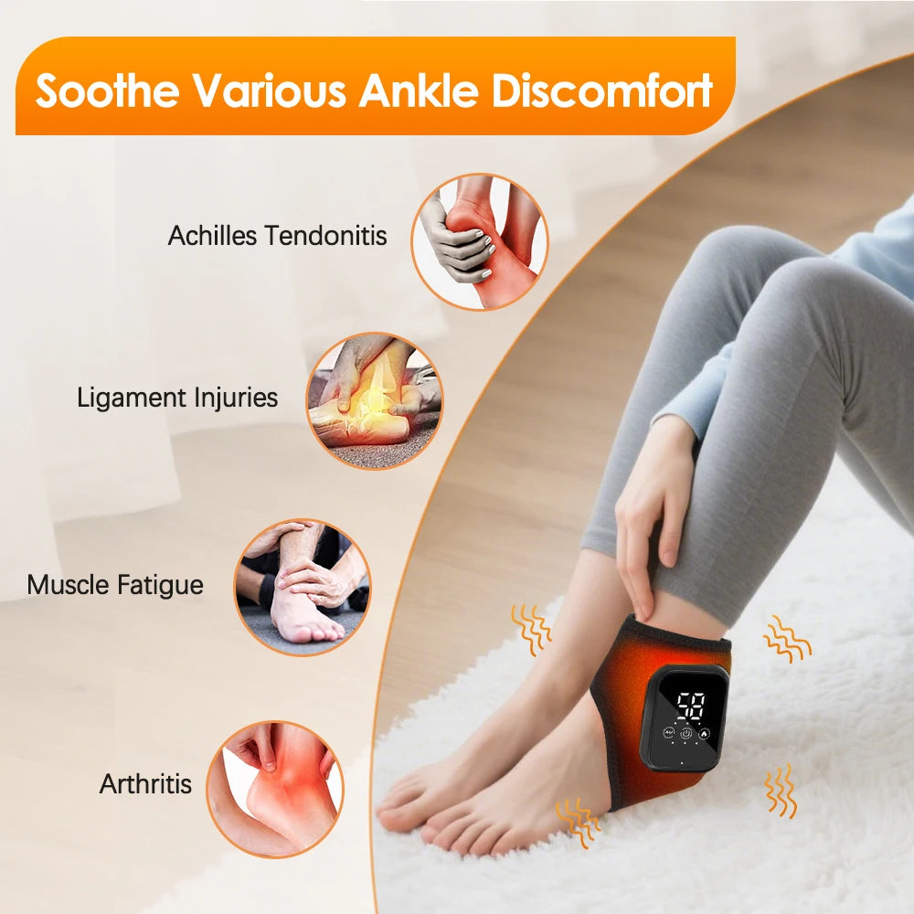 Electric Heat And Vibration Ankle Massager with Infrared Hot Compress Therapy