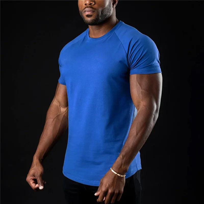 Men Fitness O-Neck Plain Gym T-shirt