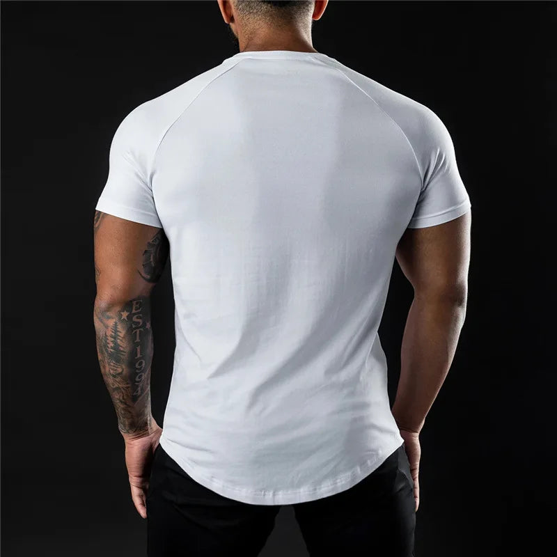 Men Fitness O-Neck Plain Gym T-shirt