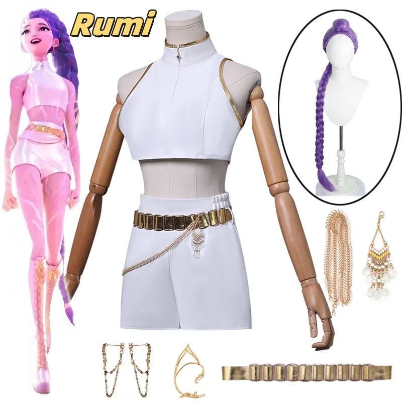 Kpop Demon Hunters What It Sounds Like Rumi Cosplay Costume & Wig