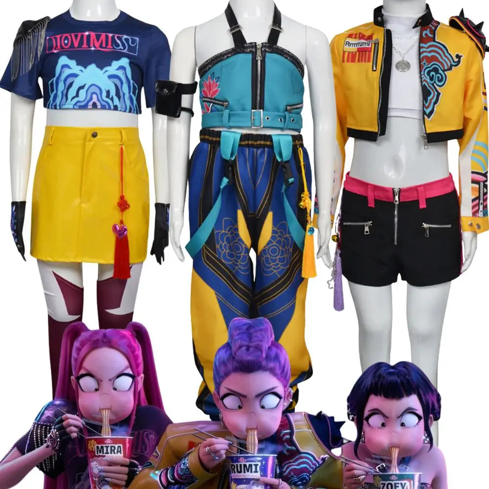 Kids/Girls Kpop Demon Hunters Rumi Zoey Mira Cosplay Costume