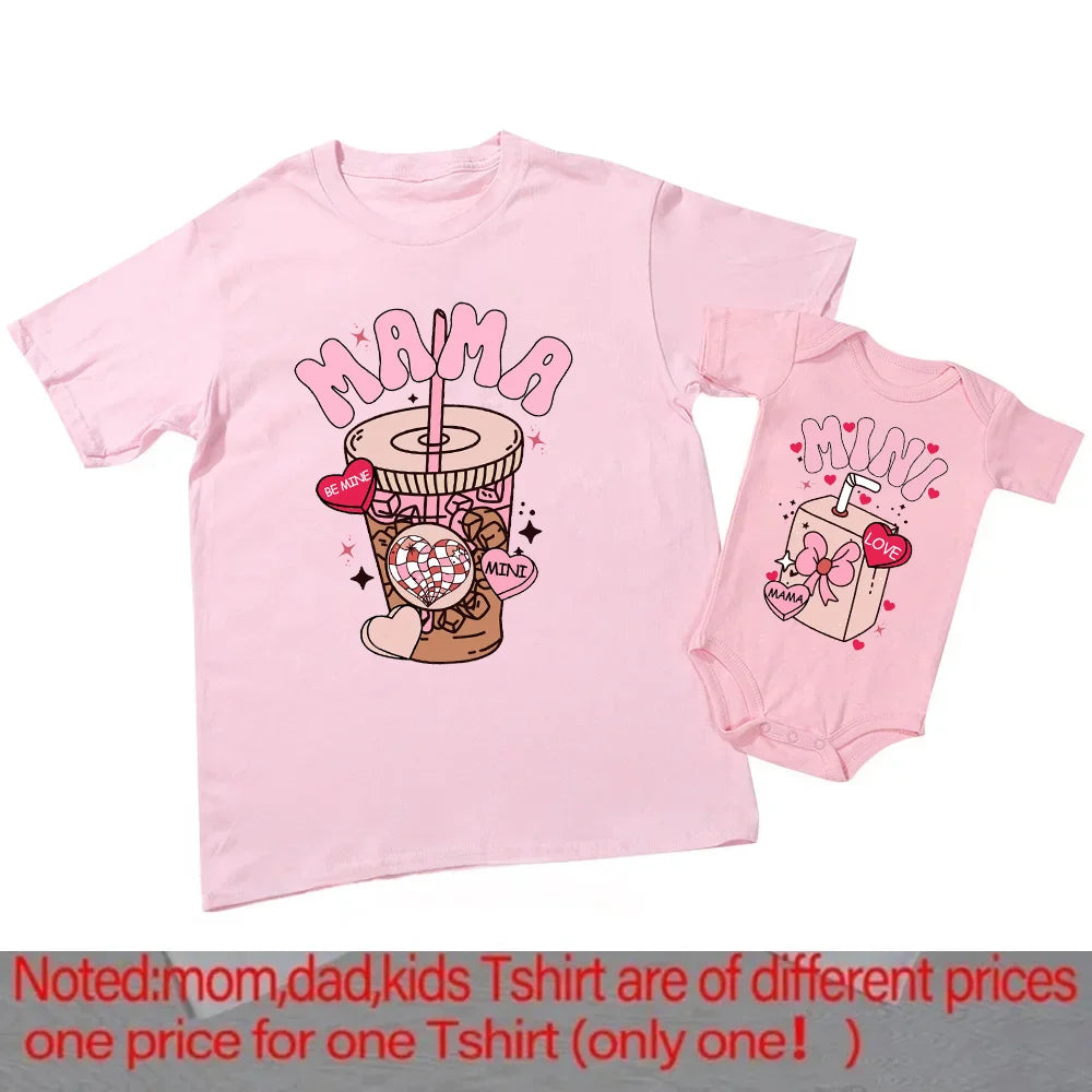 Mama Mini Rainbow Matching T-shirt Tops Baby Romper Bodysuit