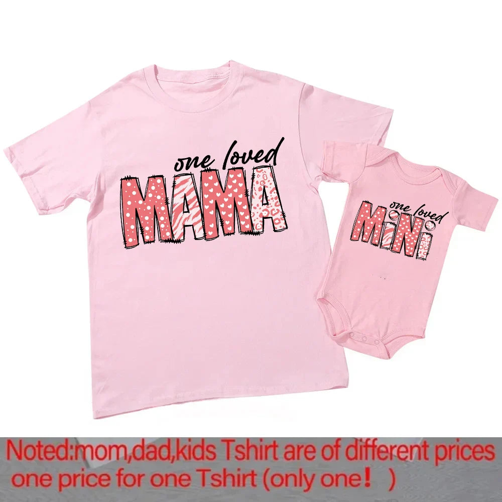 Mama Mini Rainbow Matching T-shirt Tops Baby Romper Bodysuit