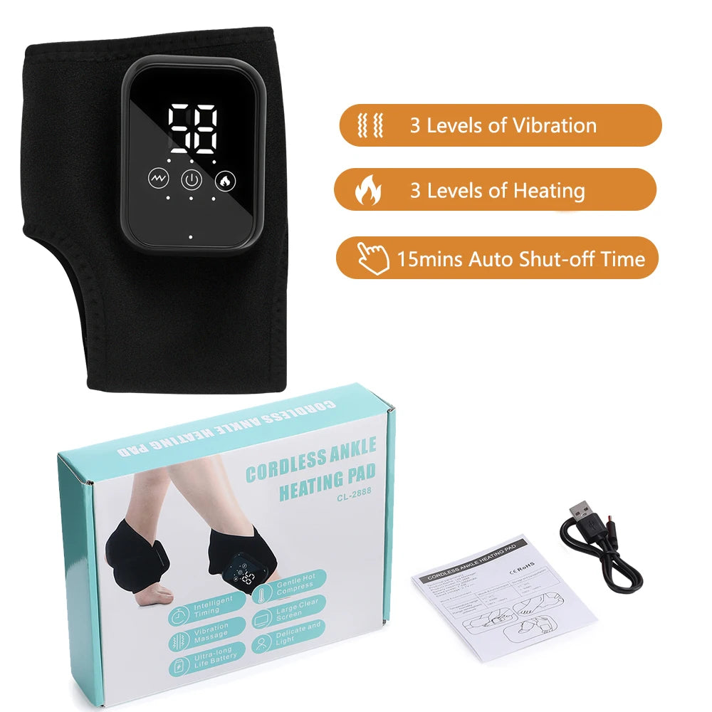 Electric Heat And Vibration Ankle Massager with Infrared Hot Compress Therapy