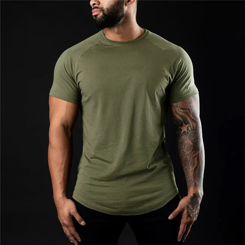 Men Fitness O-Neck Plain Gym T-shirt
