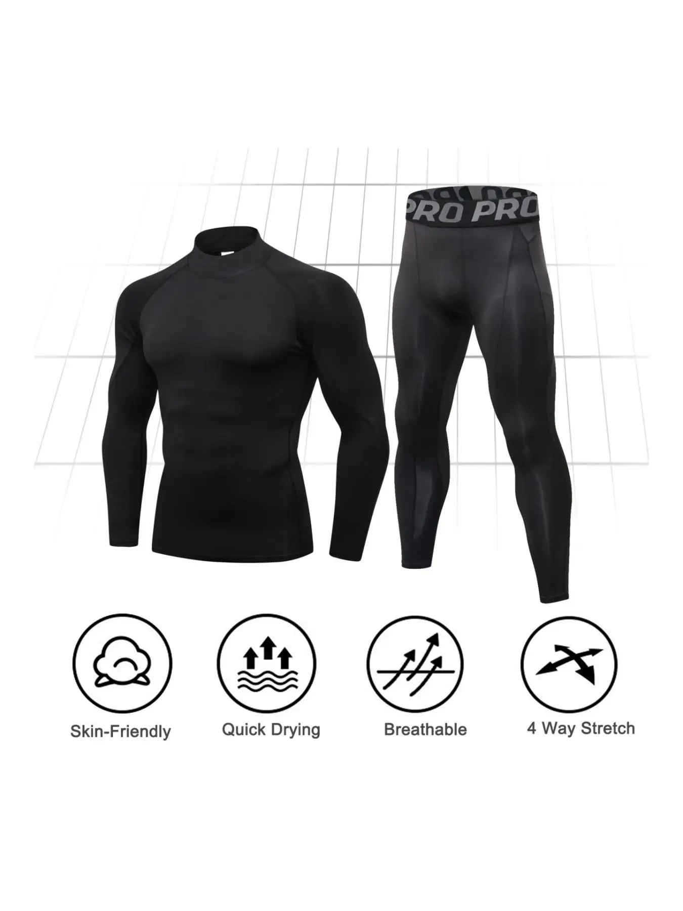 Compression Running Set - Quick Dry Gym Sport Sweatsuit - Training Suit Fitness Tracksuit