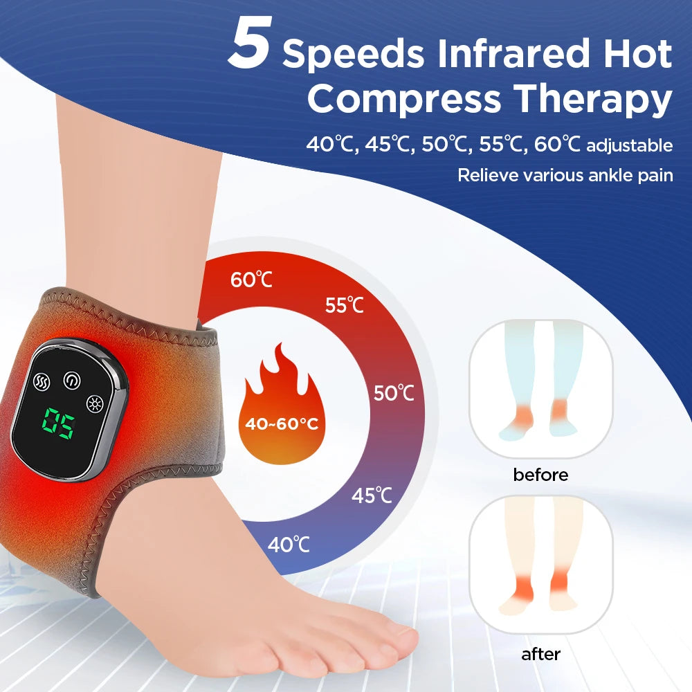 Electric Heat And Vibration Ankle Massager with Infrared Hot Compress Therapy