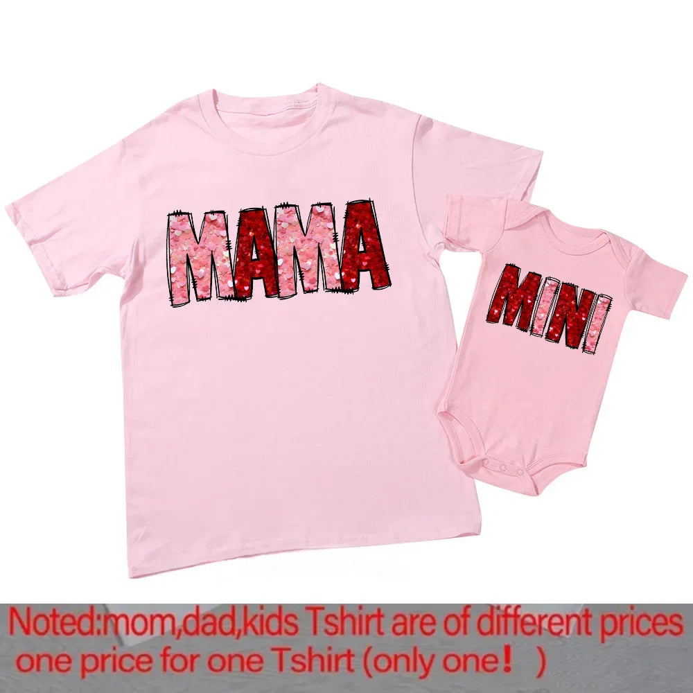 Mama Mini Rainbow Matching T-shirt Tops Baby Romper Bodysuit