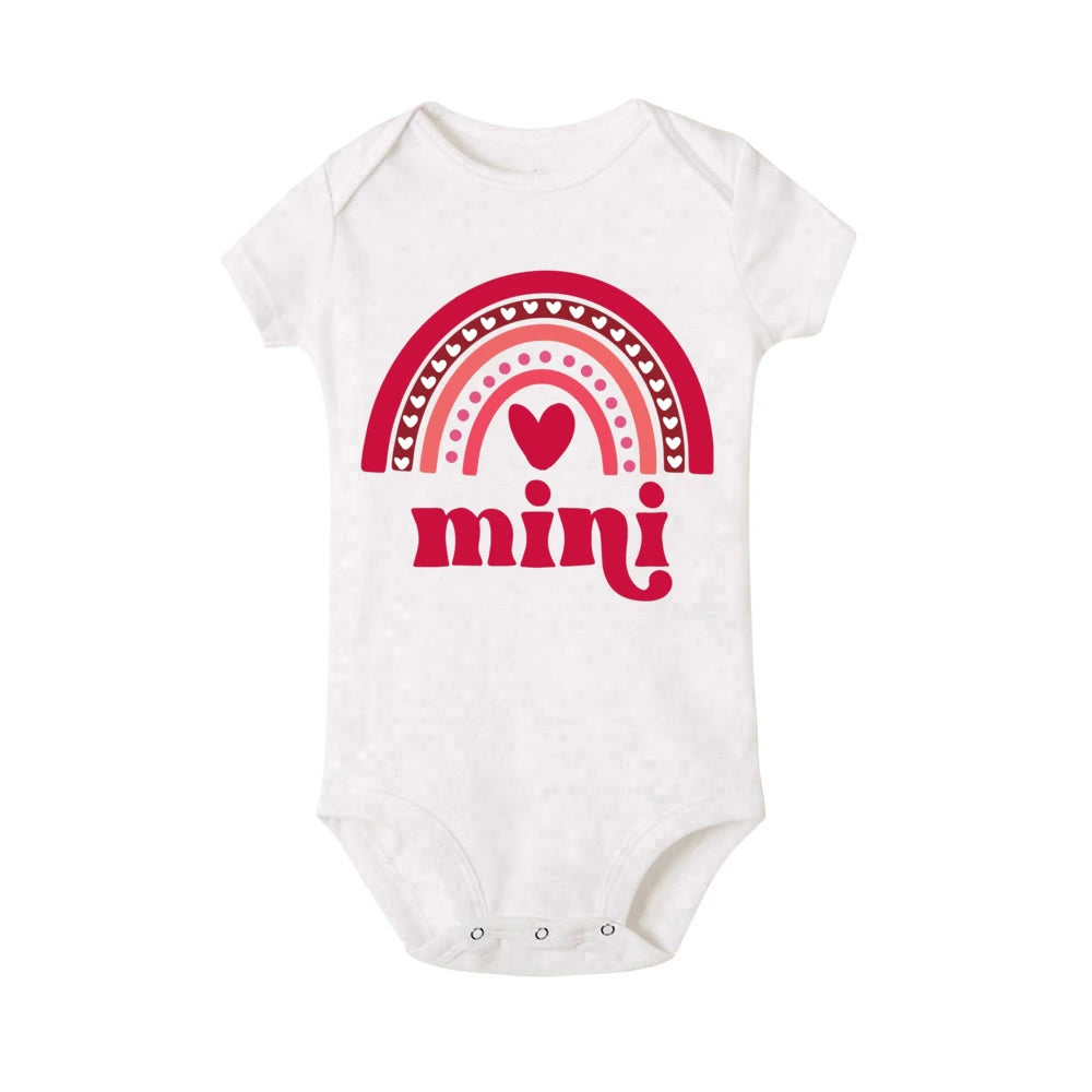 Mama Mini Rainbow Matching T-shirt Tops Baby Romper Bodysuit