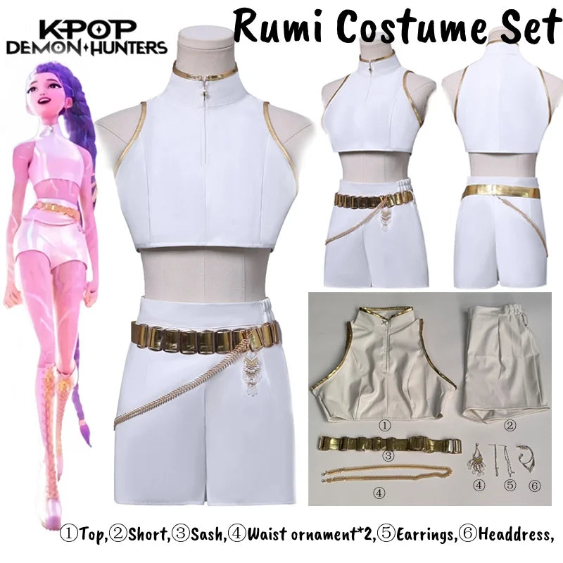 Kpop Demon Hunters What It Sounds Like Rumi Cosplay Costume & Wig