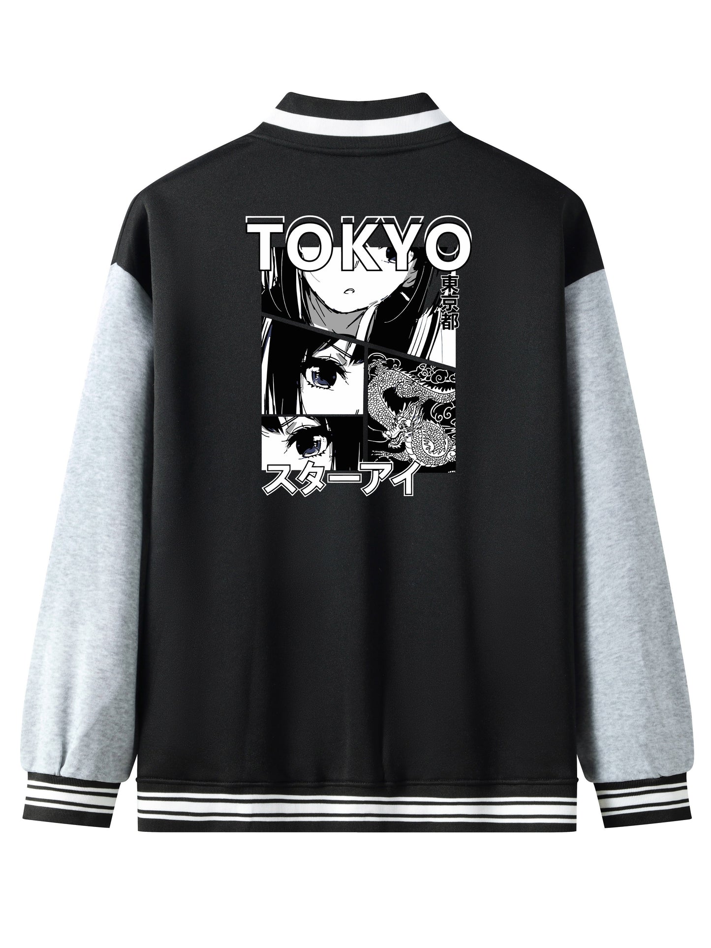 Men's Anime Embroidered Varsity Jacket