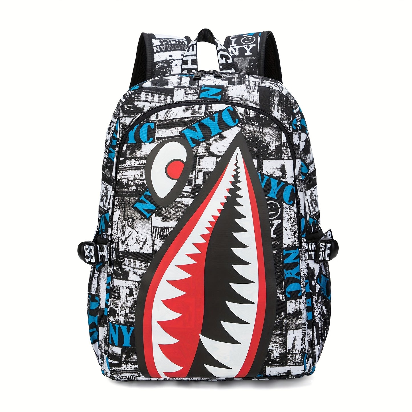 Anime Shark Backpack - School Bag with Adjustable Straps for Boys & Girls