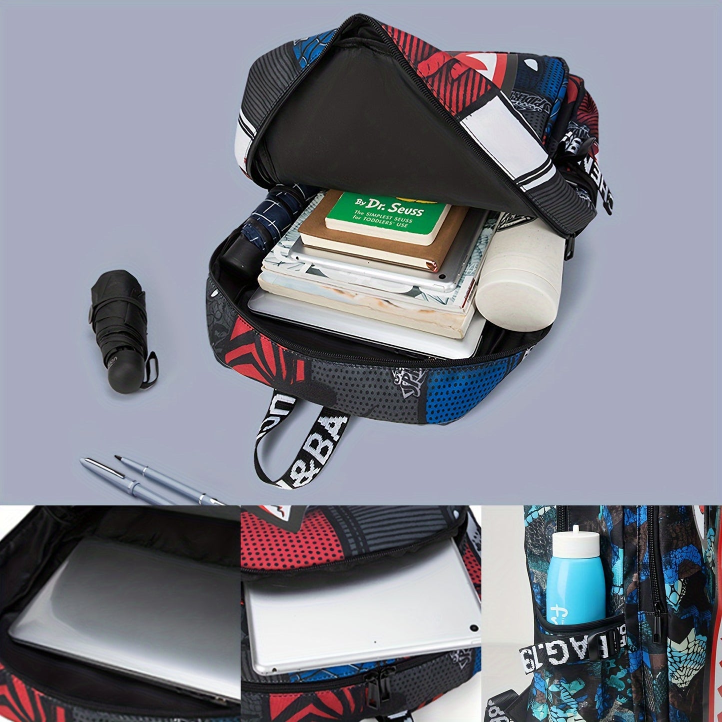 Anime Shark Backpack - School Bag with Adjustable Straps for Boys & Girls