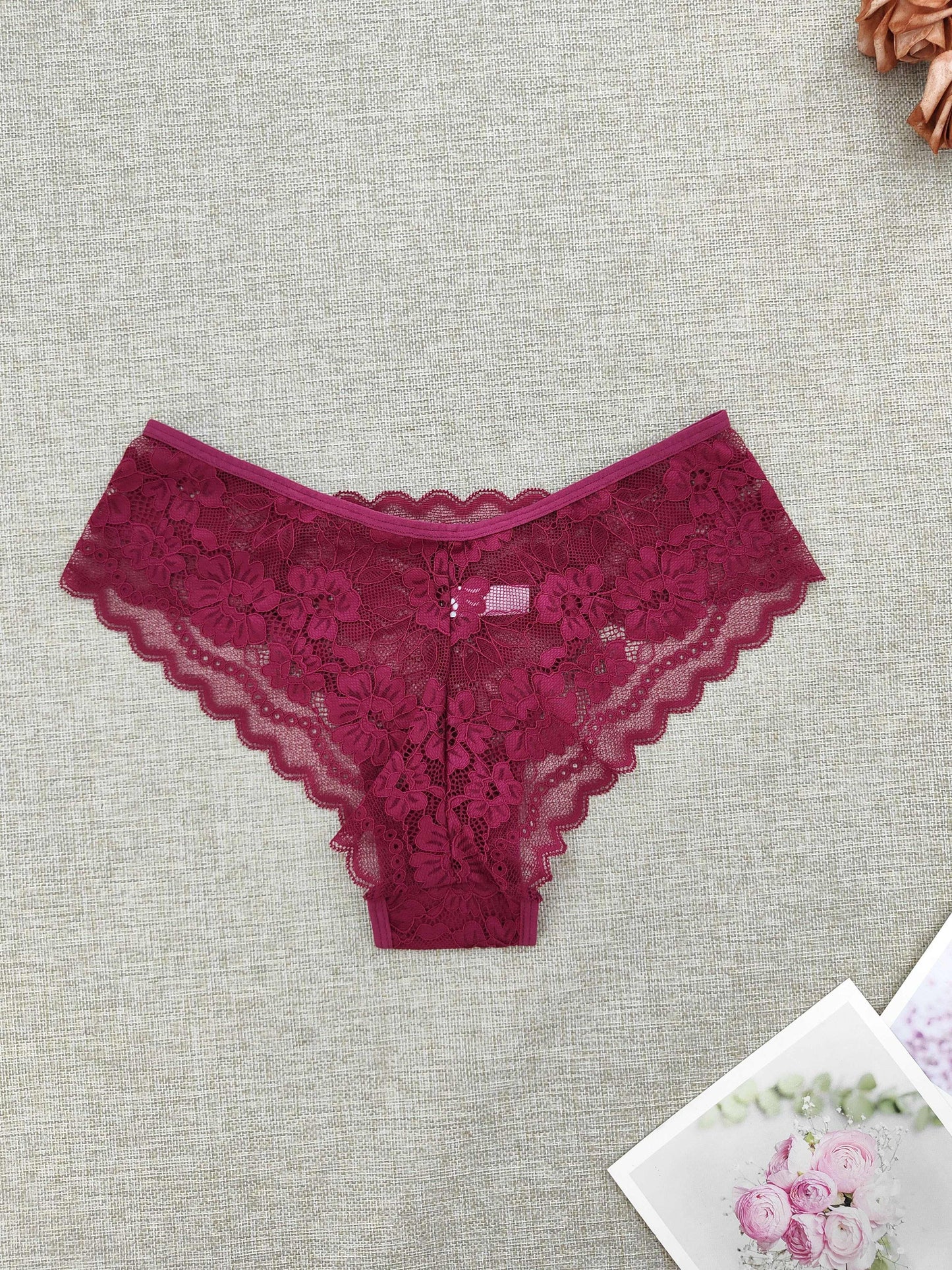 6pcs Women's Lace Floral Low-Rise Bikini Panties