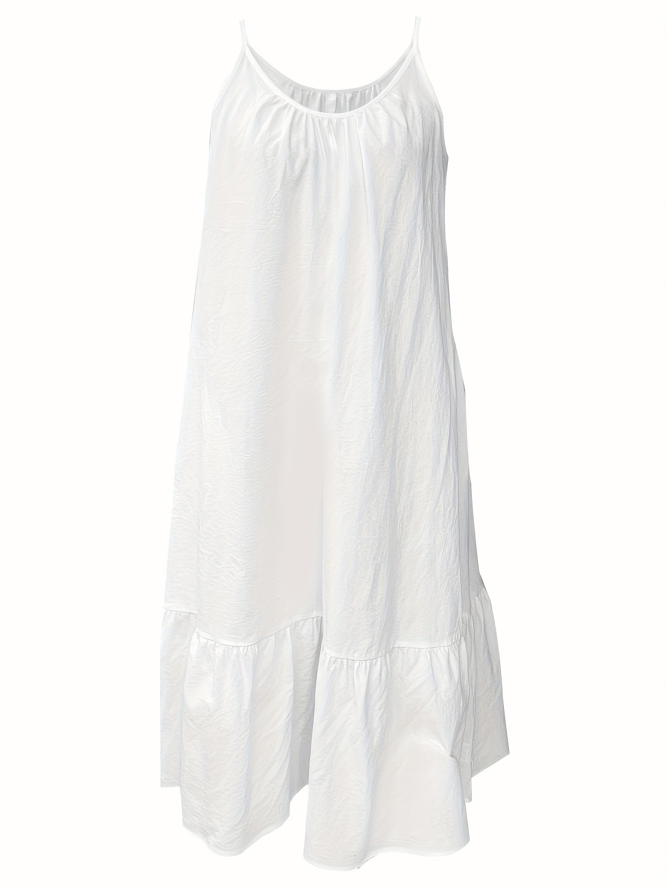 Ruffle Hem Spaghetti Strap - Elegant Backless Cami Dress