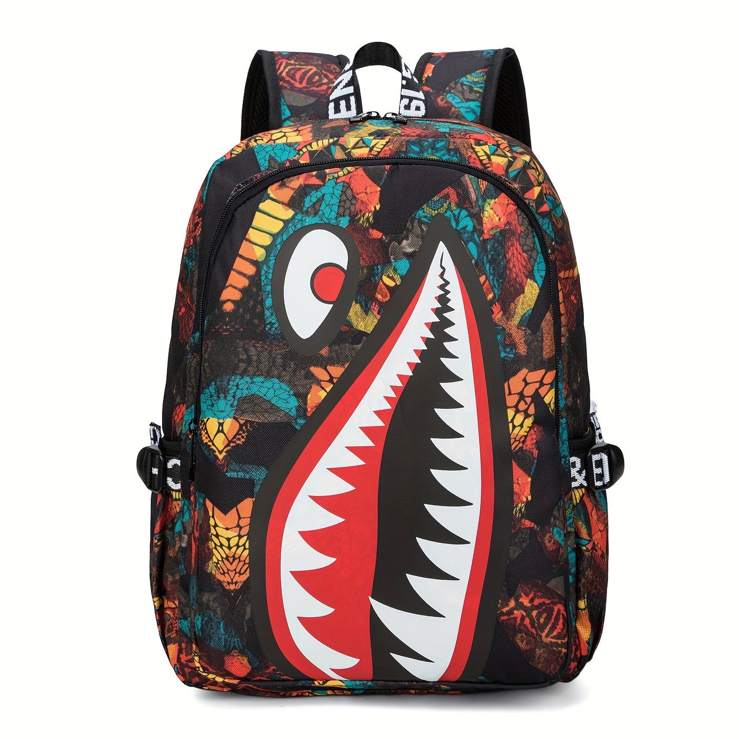 Anime Shark Backpack - School Bag with Adjustable Straps for Boys & Girls