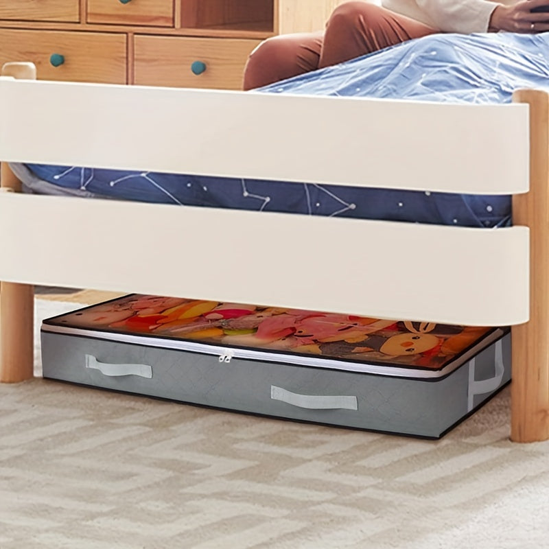 Under-Bed Storage Box with Flip-Top Lid Organizer for Blankets, Clothes, & Bedding