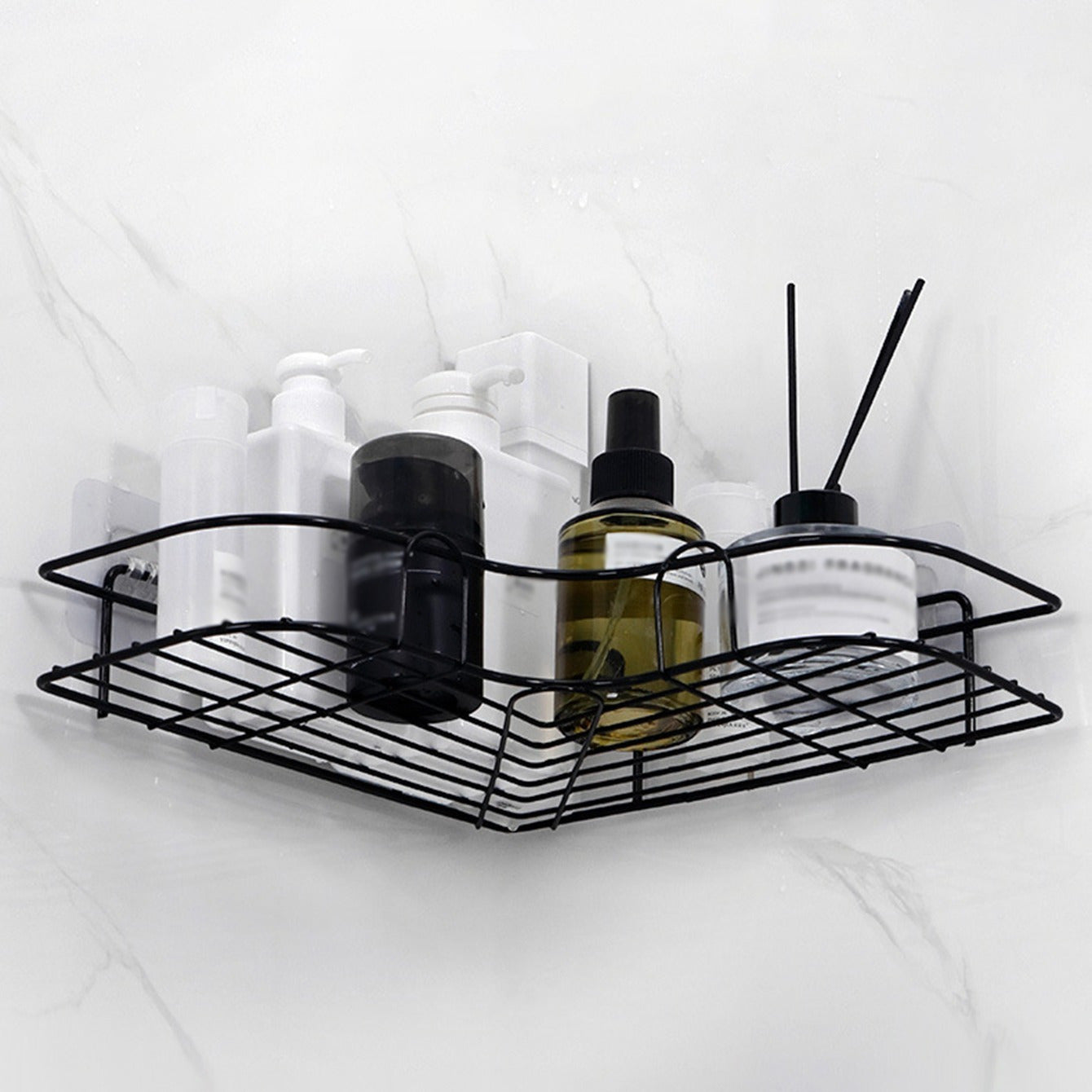 1pc Cast Iron Corner Shower Shelf - No-Drill Wall Mounted