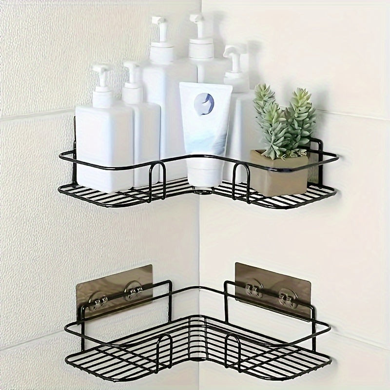 1pc Cast Iron Corner Shower Shelf - No-Drill Wall Mounted