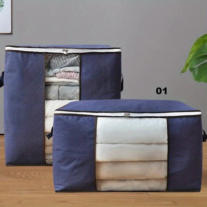 Large Non-Woven Fabric Storage Organizer Bag with Clear View Window & Secure Zipper