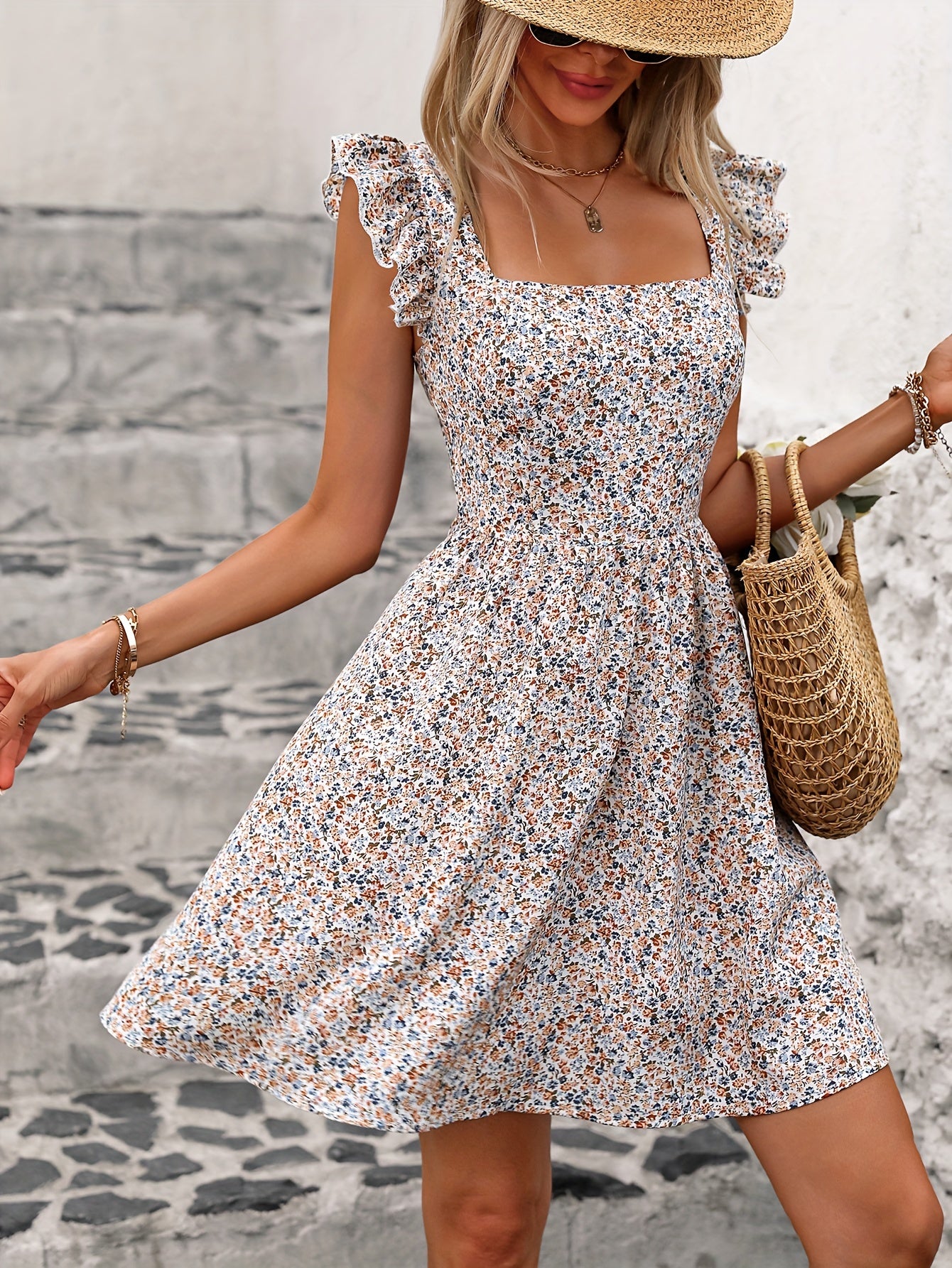 Contrast Lace Bow Back Dress