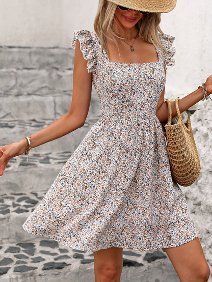 Contrast Lace Bow Back Dress