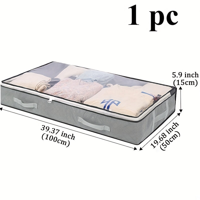 Under-Bed Storage Box with Flip-Top Lid Organizer for Blankets, Clothes, & Bedding