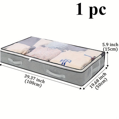 Under-Bed Storage Box with Flip-Top Lid Organizer for Blankets, Clothes, & Bedding