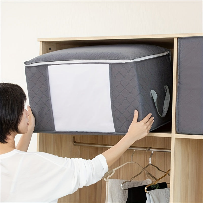 Large Non-Woven Fabric Storage Organizer Bag with Clear View Window & Secure Zipper