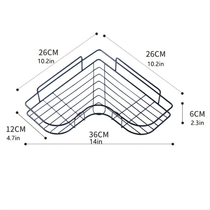 1pc Cast Iron Corner Shower Shelf - No-Drill Wall Mounted