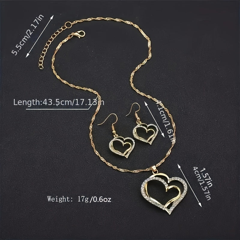 1 Pair Of Earrings + 1 Necklace French Romantic Style Jewelry Set