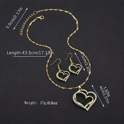 1 Pair Of Earrings + 1 Necklace French Romantic Style Jewelry Set