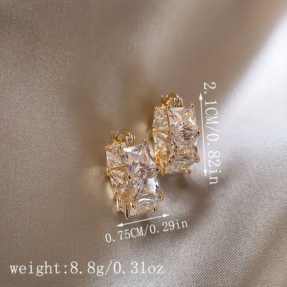 2pcs Golden Stone Earrings