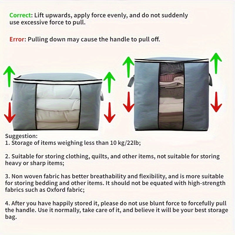 Large Non-Woven Fabric Storage Organizer Bag with Clear View Window & Secure Zipper