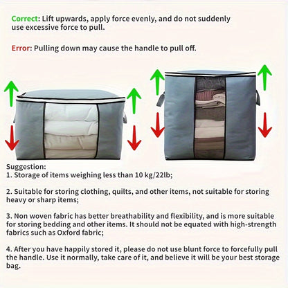 Large Non-Woven Fabric Storage Organizer Bag with Clear View Window & Secure Zipper