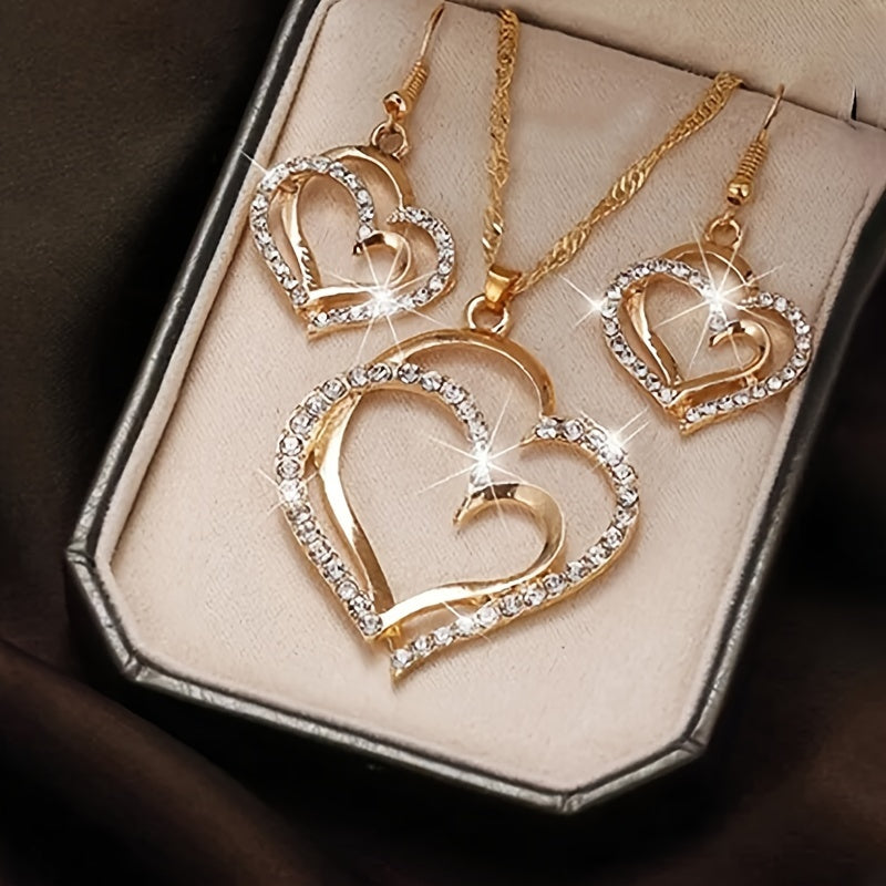 1 Pair Of Earrings + 1 Necklace French Romantic Style Jewelry Set