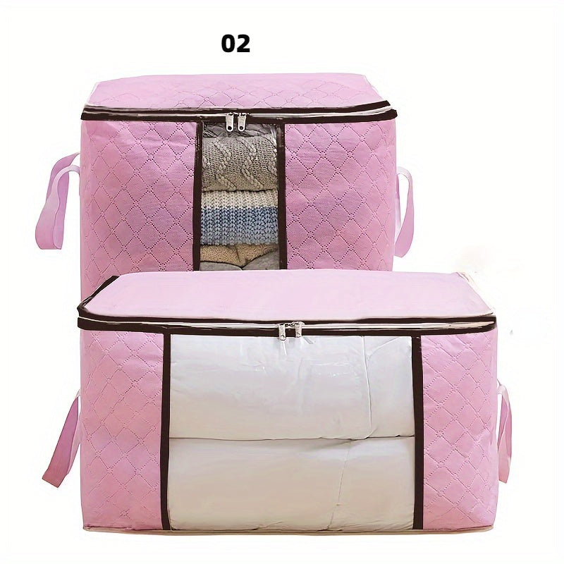 Large Non-Woven Fabric Storage Organizer Bag with Clear View Window & Secure Zipper