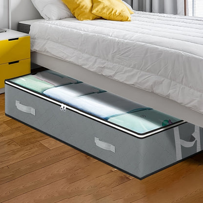 Under-Bed Storage Box with Flip-Top Lid Organizer for Blankets, Clothes, & Bedding