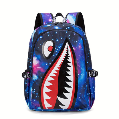 Anime Shark Backpack - School Bag with Adjustable Straps for Boys & Girls