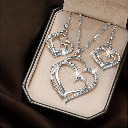 1 Pair Of Earrings + 1 Necklace French Romantic Style Jewelry Set