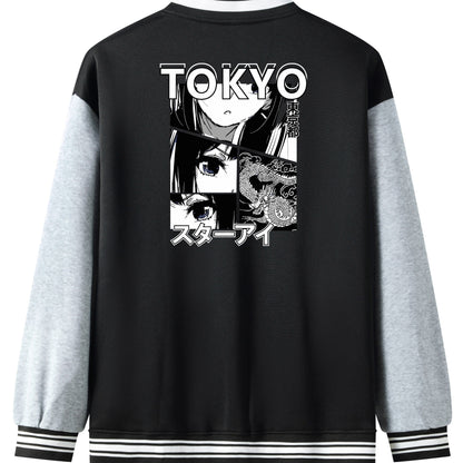 Men's Anime Embroidered Varsity Jacket