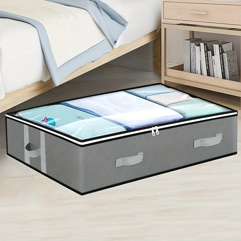 Under-Bed Storage Box with Flip-Top Lid Organizer for Blankets, Clothes, & Bedding